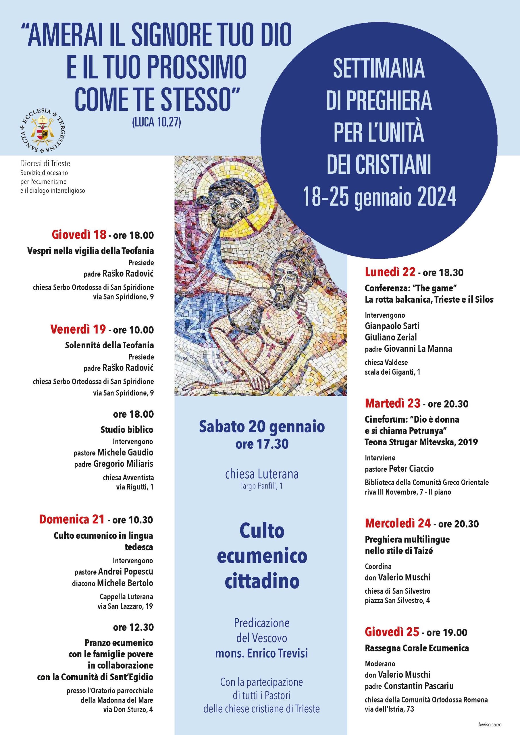 Settimana di preghiera per l’unità dei cristiani