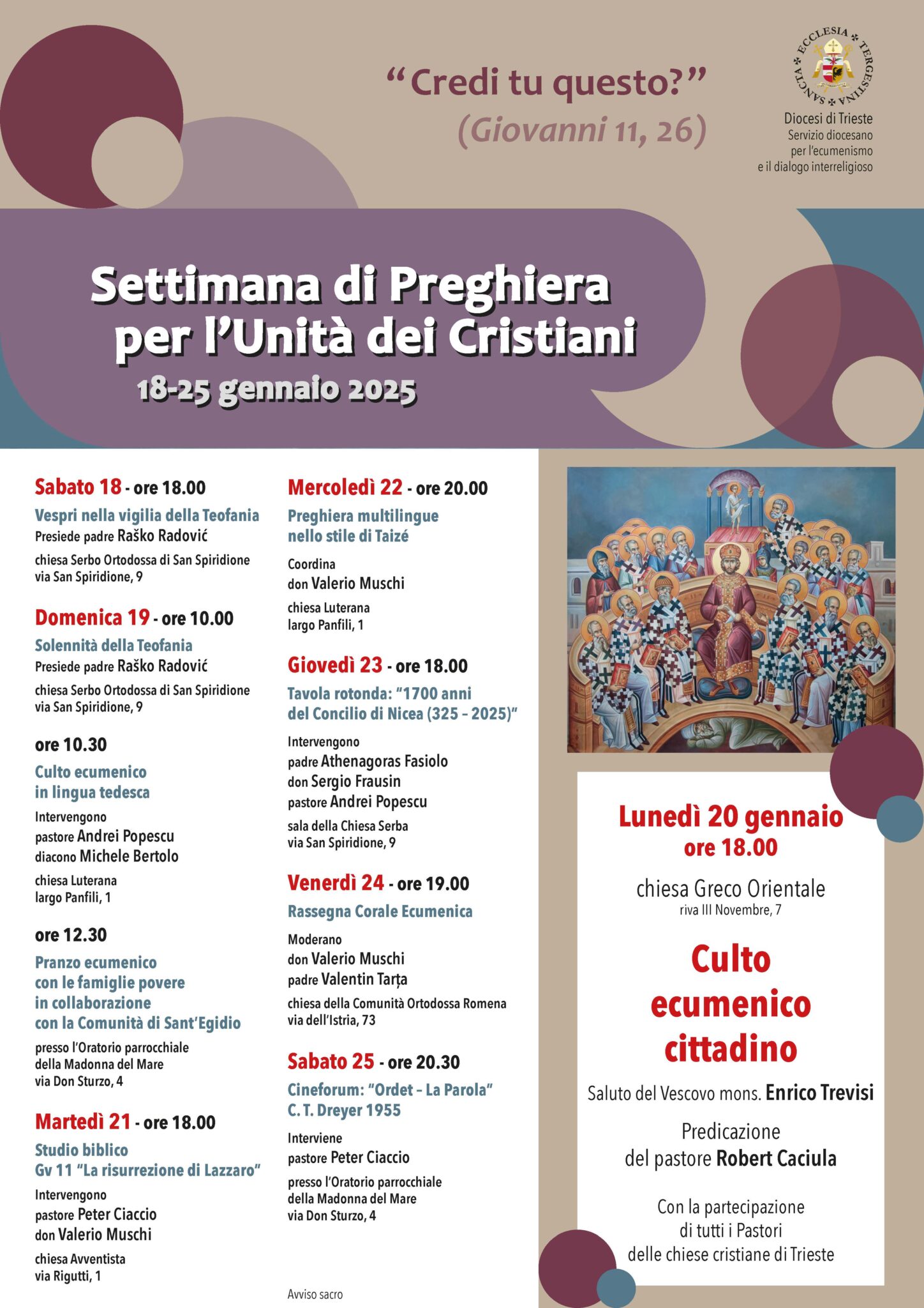 Settimana Di Preghiera Per L'unità Dei Cristiani 2025 Settimana di Preghiera per l’Unità dei Cristiani 2025 - Diocesi di Trieste