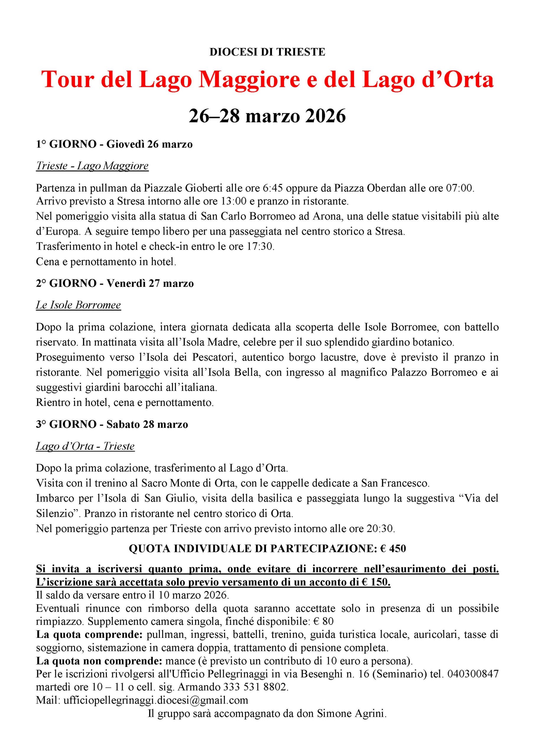 Tour del Lago Maggiore e del Lago d’Orta | Dal 26 al 28 marzo 2026