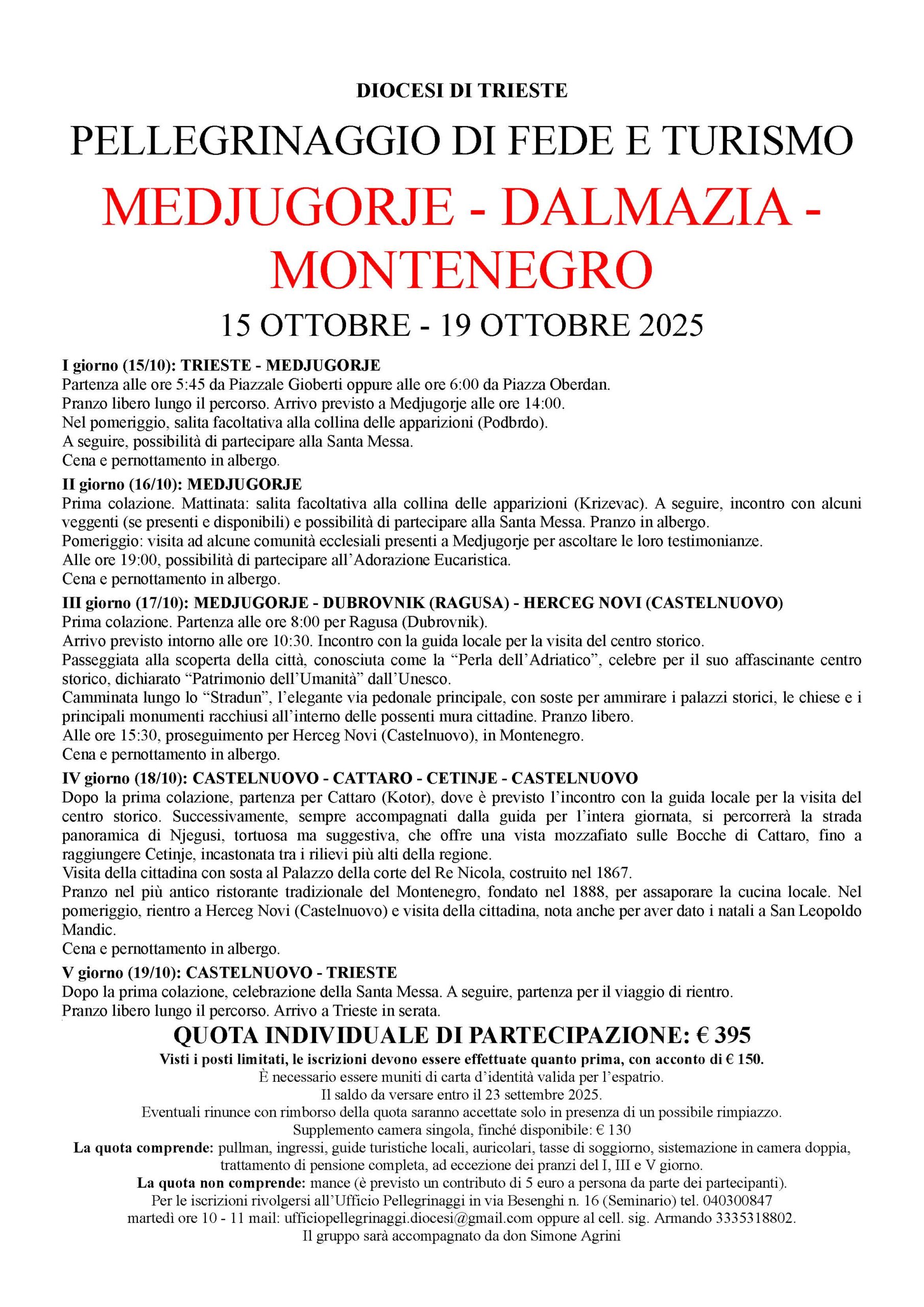 Pellegrinaggio di fede e turismo | Dal 15 al 19 ottobre 2025