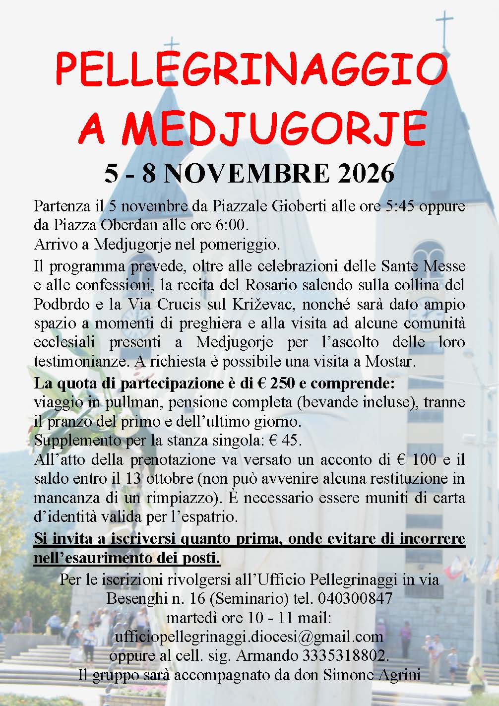 PELLEGRINAGGIO A Medjugorje novembre 2026